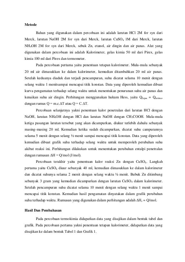 jurnal tentang termokimia
